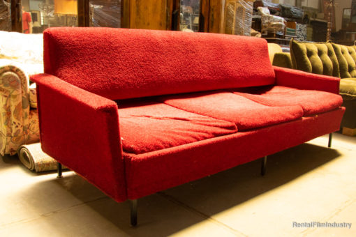 Divano letto rosso anni '60 lato